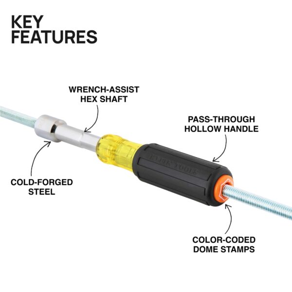 Klein 65456 Colour-Coded Hollow-Shaft Heavy-Duty Nut Driver Set 6-Piece