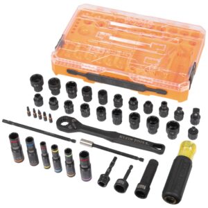 Klein 65500KNECT KNECT Essential Pass-Through and Flip SAE and Metric Impact Socket Set 39-Piece