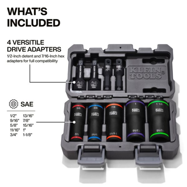 Klein 66055 2-in-1 Impact Flip Socket Set 5-Piece (1) Klein 66055 2-in-1 Impact Flip Socket Set 5-Piece