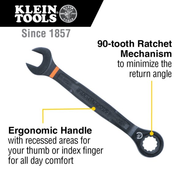 Klein 69408G 90-Tooth 12 Point SAE Combination Ratcheting Wrench Set 8-Piece