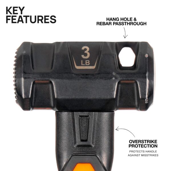 Klein H80693 3lb Dual-Faced Fiberglass Handle Hammer (2) Klein H80693 3lb Dual-Faced Fiberglass Handle Hammer