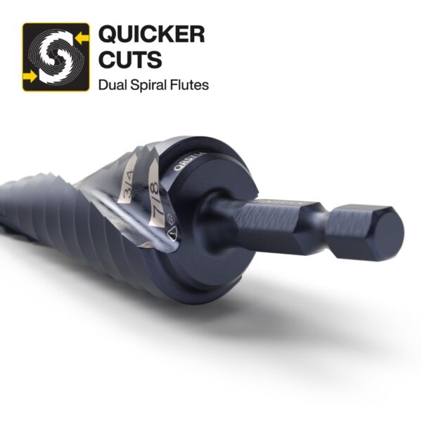 Klein QRST2S Quick-Release Double Fluted Step Drill Bit Set 3-Piece