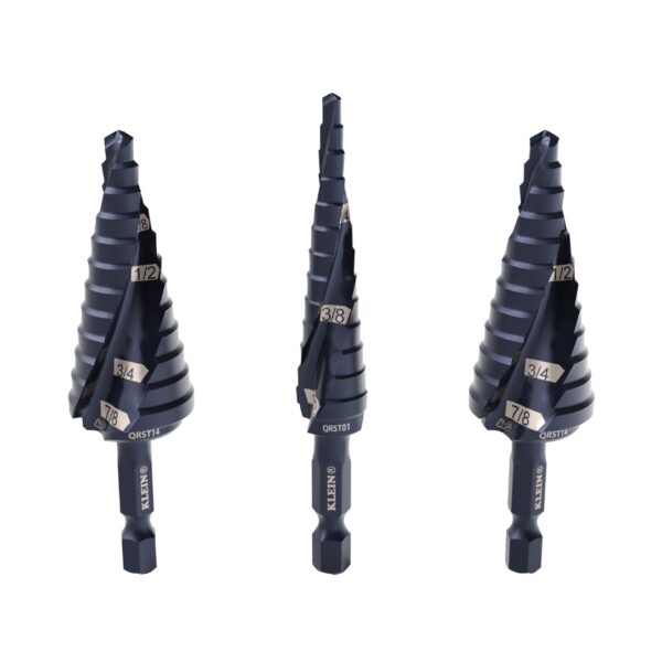 Klein QRST2S Quick-Release Double Fluted Step Drill Bit Set 3-Piece