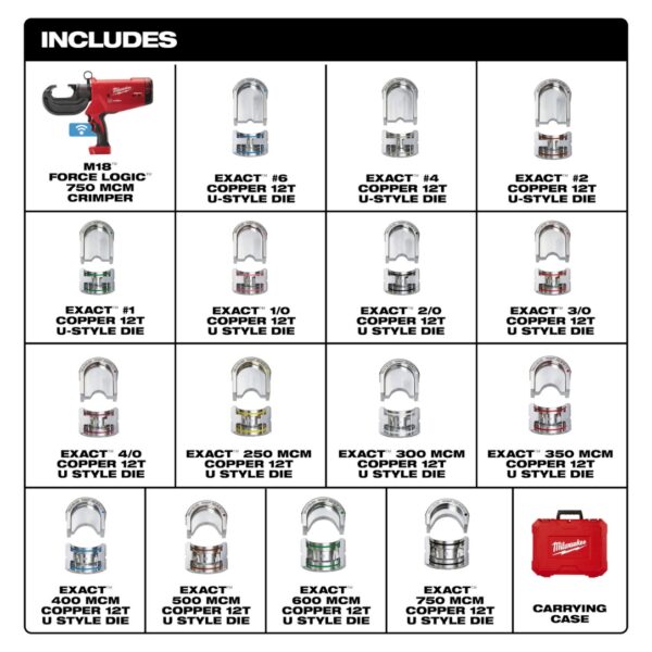 Milwaukee 2779-750CU M18 750 MCM Crimper with #6 - 750 MCM Cu Dies