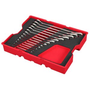 Milwaukee 48-22-0157 SAE Ratcheting Combination Wrench Set 15-Piece with Tray for PACKOUT Drawers