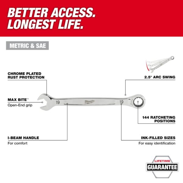 Milwaukee 48-22-9490 1/4”, 3/8”, and 1/2” Drive Metric and SAE Ratchet and Socket Set with Trays for PACKOUT Drawers 242-Piece