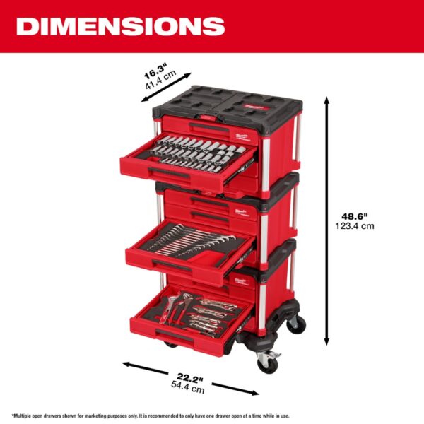 Milwaukee 48-22-9495 Master Mechanics Hand Tool Set with PACKOUT Drawers and Dolly 366-Piece