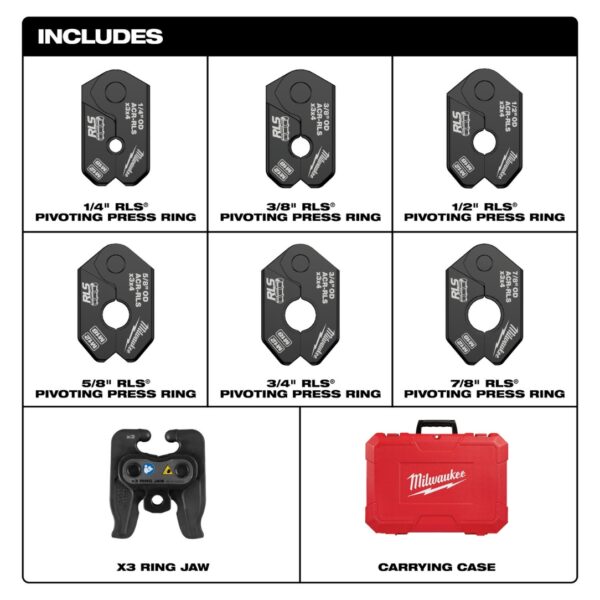 Milwaukee 49-16-2461RX 1/4" - 7/8" RLS Pivoting Press Ring Kit for M12 FORCE LOGIC Press Tool