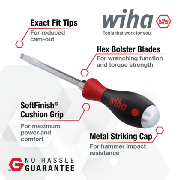 Wiha 53082 SOFTFINISH XHeavy Duty Slotted and Phillips Screwdriver Set