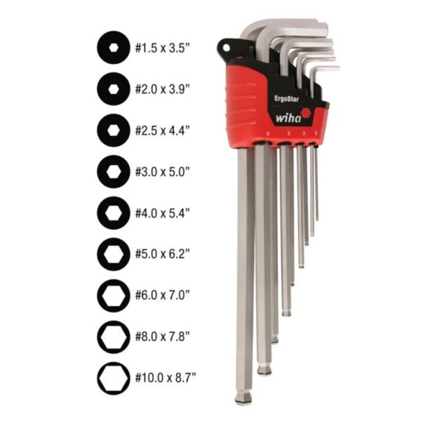 Wiha 66990 MAGICRING Metric Ball End Long Arm Hex L-Key Set 13-Piece