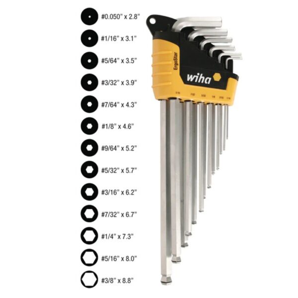 Wiha 66991 MAGICRING SAE Ball End Long Arm Hex L-Key Set 13-Piece