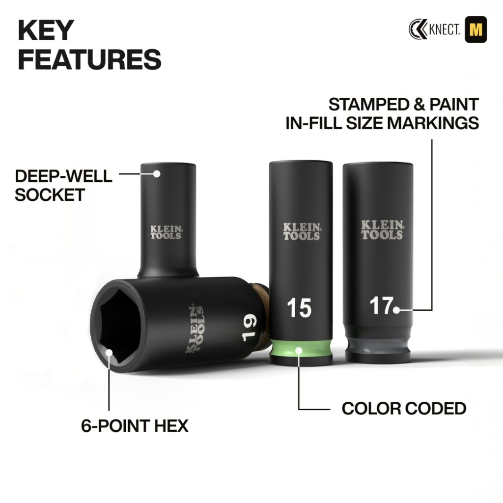Klein Socket Set Deep Klein 65109IMPCTM KNECT 3/8