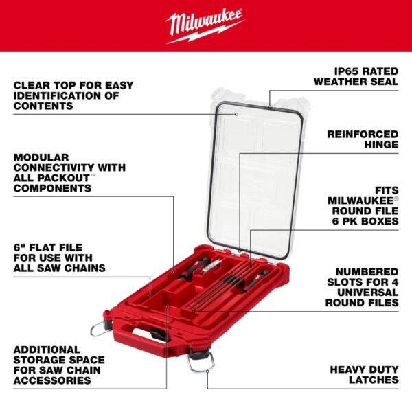 Milwaukee 49-16-2880 Saw Chain Sharpening Set with PACKOUT Low-Profile Compact Organizer 9-Piece