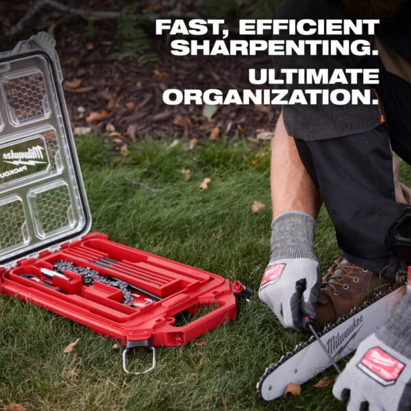 Milwaukee 49-16-2880 Saw Chain Sharpening Set with PACKOUT Low-Profile Compact Organizer 9-Piece