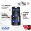 Wiha 70289 TERMINATORBLUE PH/SQ/TX Impact Driver Bit Set with Belt Clip 24-Piece