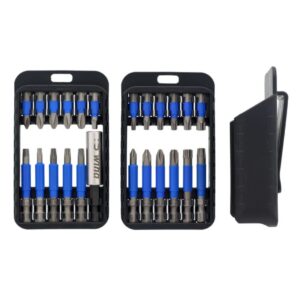 Wiha 70289 TERMINATORBLUE PH/SQ/TX Impact Driver Bit Set with Belt Clip 24-Piece