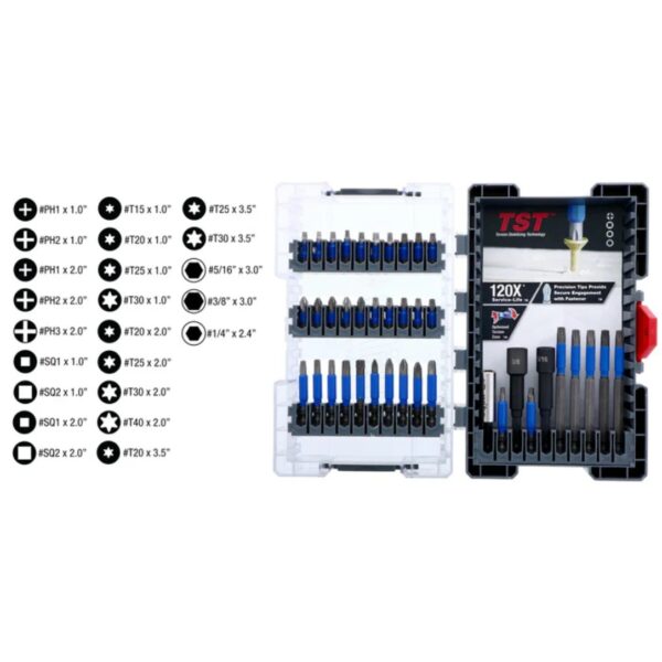 Wiha 70297 TERMINATORBLUE PH/SQ/TX/Hex Impact Driver Bit Set 40-Piece