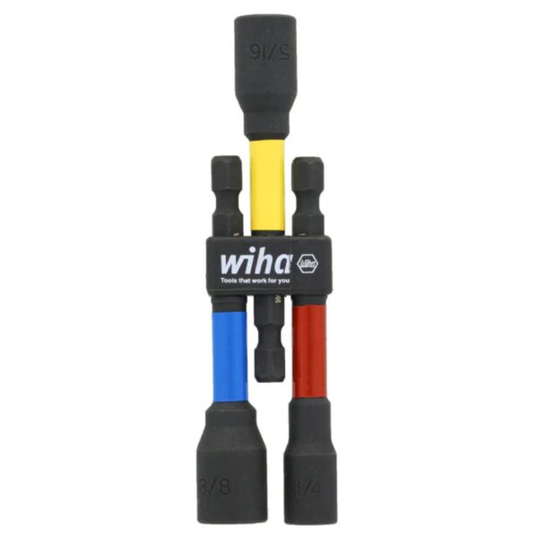 Wiha 70489 1/4", 5/16", 3/8" Colour-Coded Magnetic Socket Adapter Set