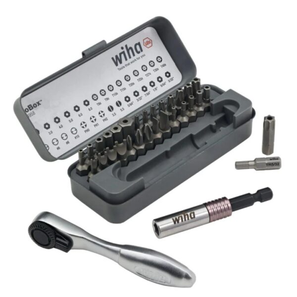 Wiha 74958 GOBOX Security Bit Set with Mini Ratchet 32-Piece