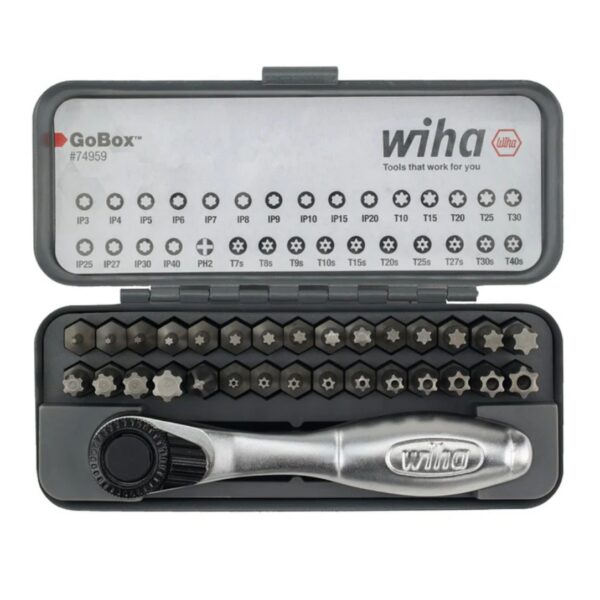 Wiha 74959 GOBOX Master Torx Bit Set with Mini Ratchet 32-Piece