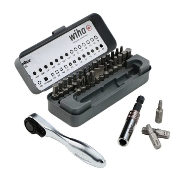 Wiha 74984 GOBOX Standard Bit Set with Mini Ratchet 32-Piece