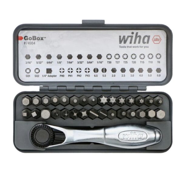 Wiha 74984 GOBOX Standard Bit Set with Mini Ratchet 32-Piece