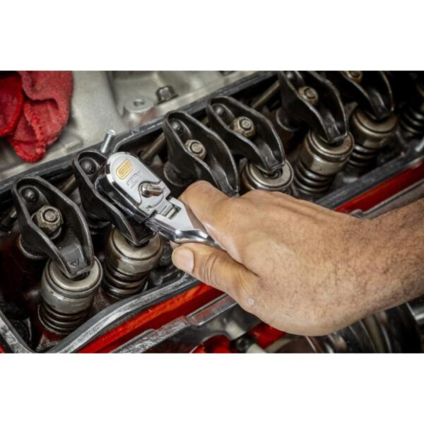 Gearwrench 81212XP 3/8" Drive 120XP Full Polish Chrome 4-3/4" Stubby Flex Head Teardrop Ratchet