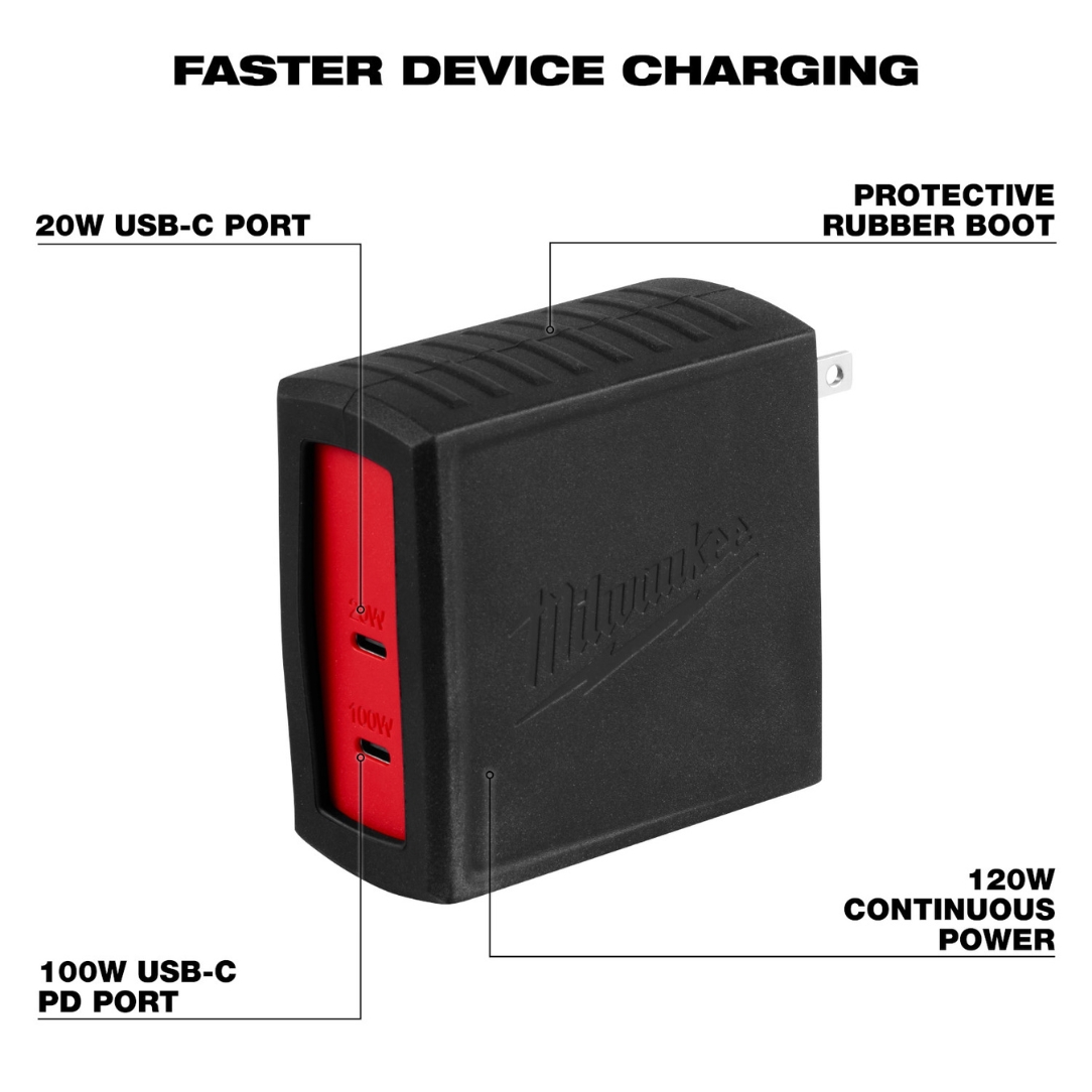Milwaukee 48-59-2847 120W USB-C Wall Adapter - BC Fasteners & Tools