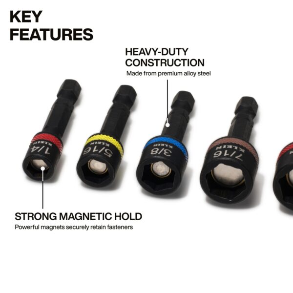 Klein 32925S 2" Magnetic Power Nut Setters 5-Piece