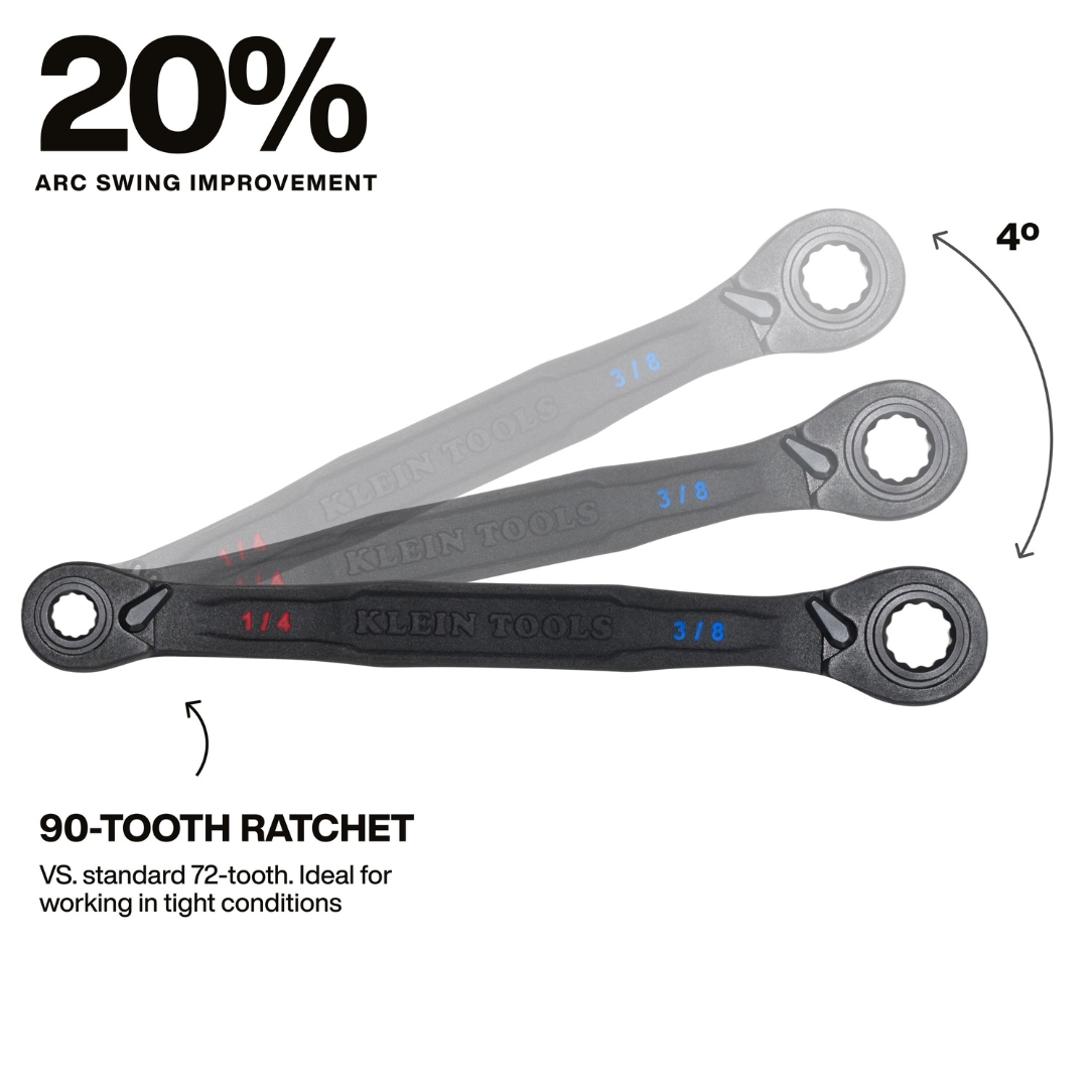 Klien Small Rachet Klein 68214 4-in-1 Small Ratcheting Box Wrench - BC Fasteners & Tools