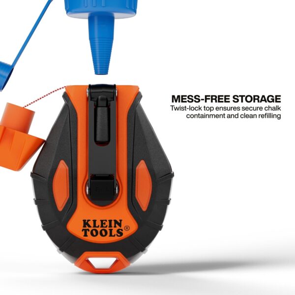 Klein CHLK100S 100ft Smooth Retractable Chalk Reel with Blue Chalk (2) Klein CHLK100S 100ft Smooth Retractable Chalk Reel with Blue Chalk