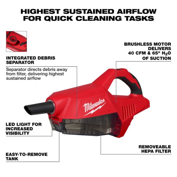 Milwaukee 0892-20 M18 Brushless Handheld Vacuum - Tool Only