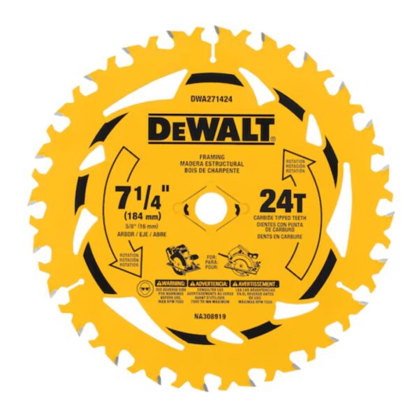 DeWalt DWA271424 7-1/4" 24T Circular Saw Blade