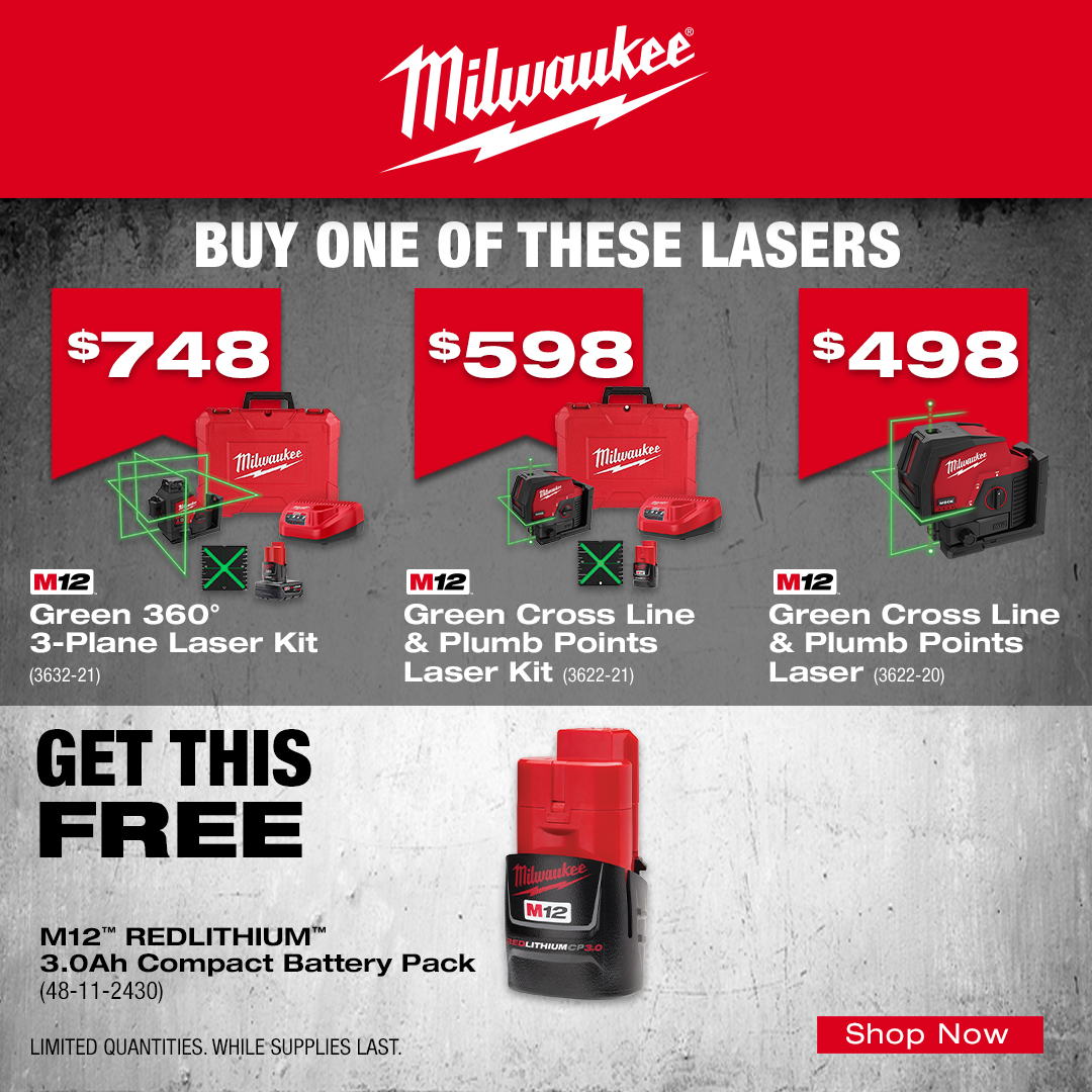 Milwaukee Get a Free Laser with Select Lasers