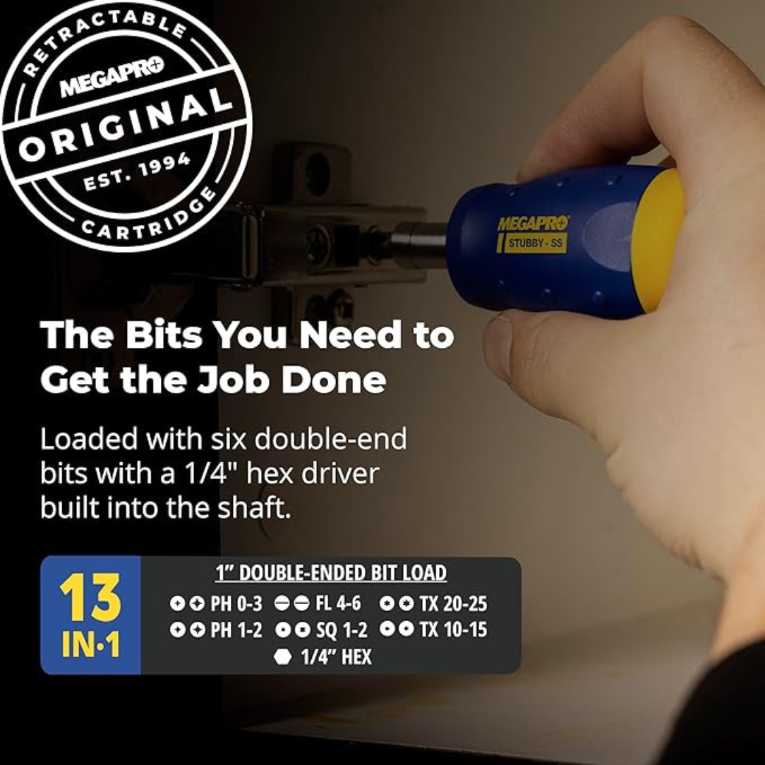 Mega Pro Screwdriver Megapro 131STUBBY 13-in-1 Stubby Multi-Bit Screwdriver - BC Fasteners ...