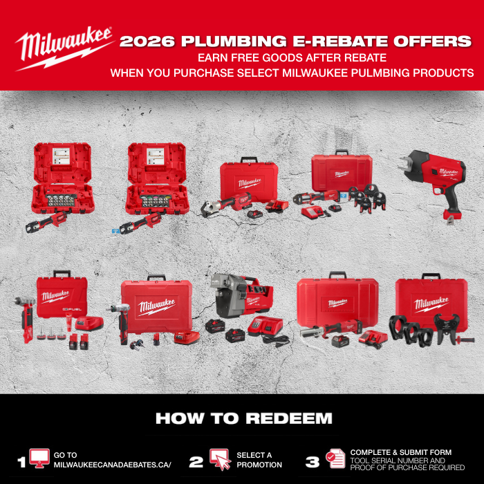 Milwaukee Q1 2026 Plumbing E-Rebate Offers