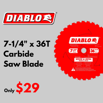 Diablo 7-1/4" x 36T Carbide Blade now Only $29