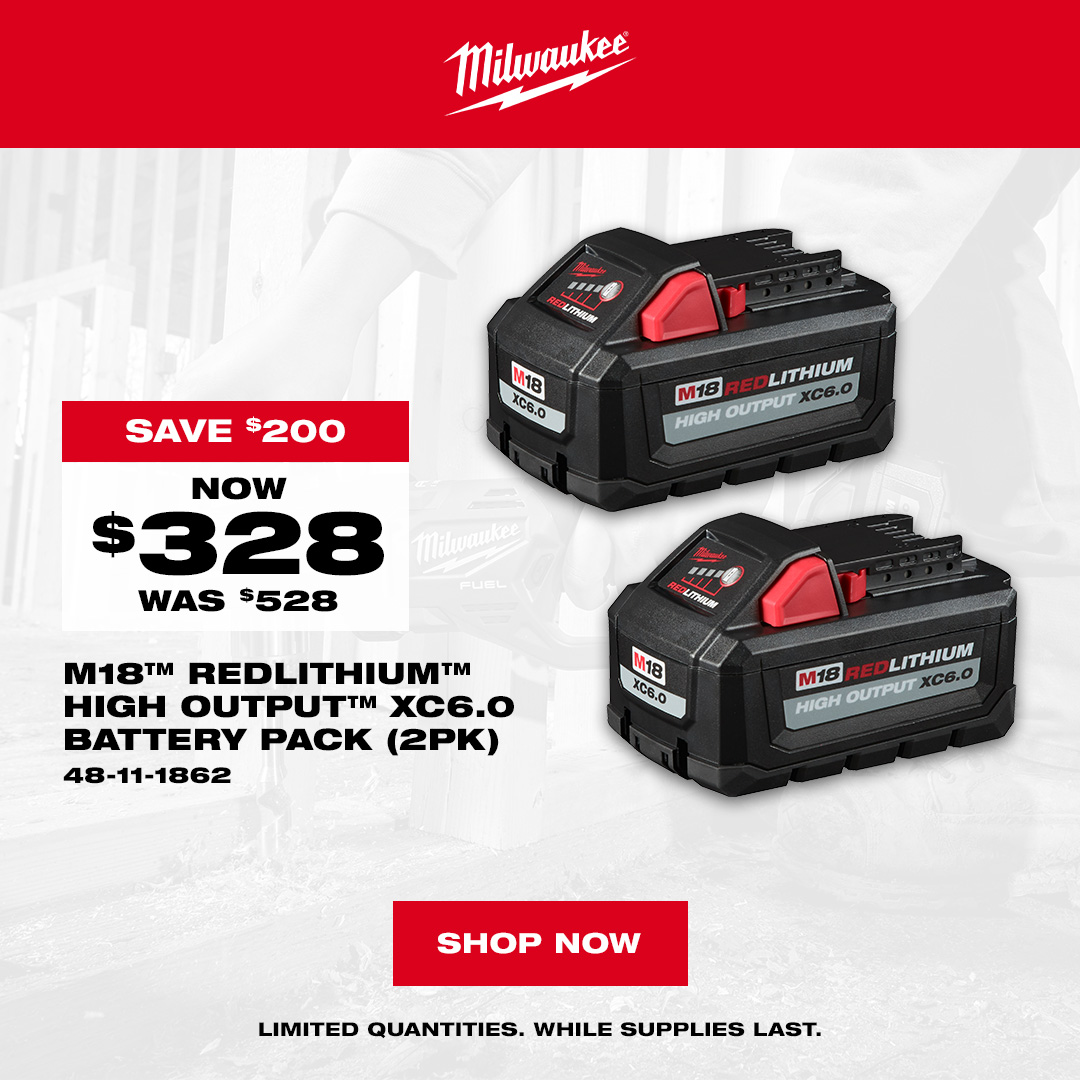 Milwaukee 6Ah Battery 2pk Sale for $328